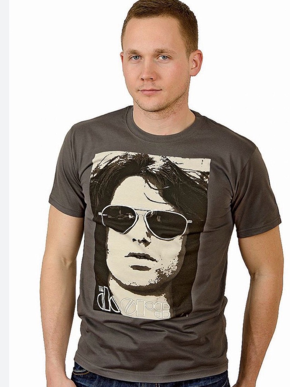 The Doors Retro 2011 Band T-Shirt Jim Morrison Sunglasses Adult Size Medium Gray